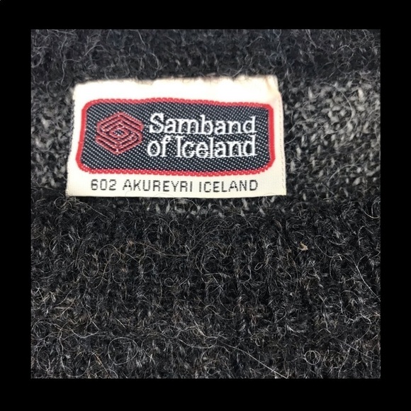 Samband of Iceland 100% new wool leather trim sweater M - Picture 3 of 7